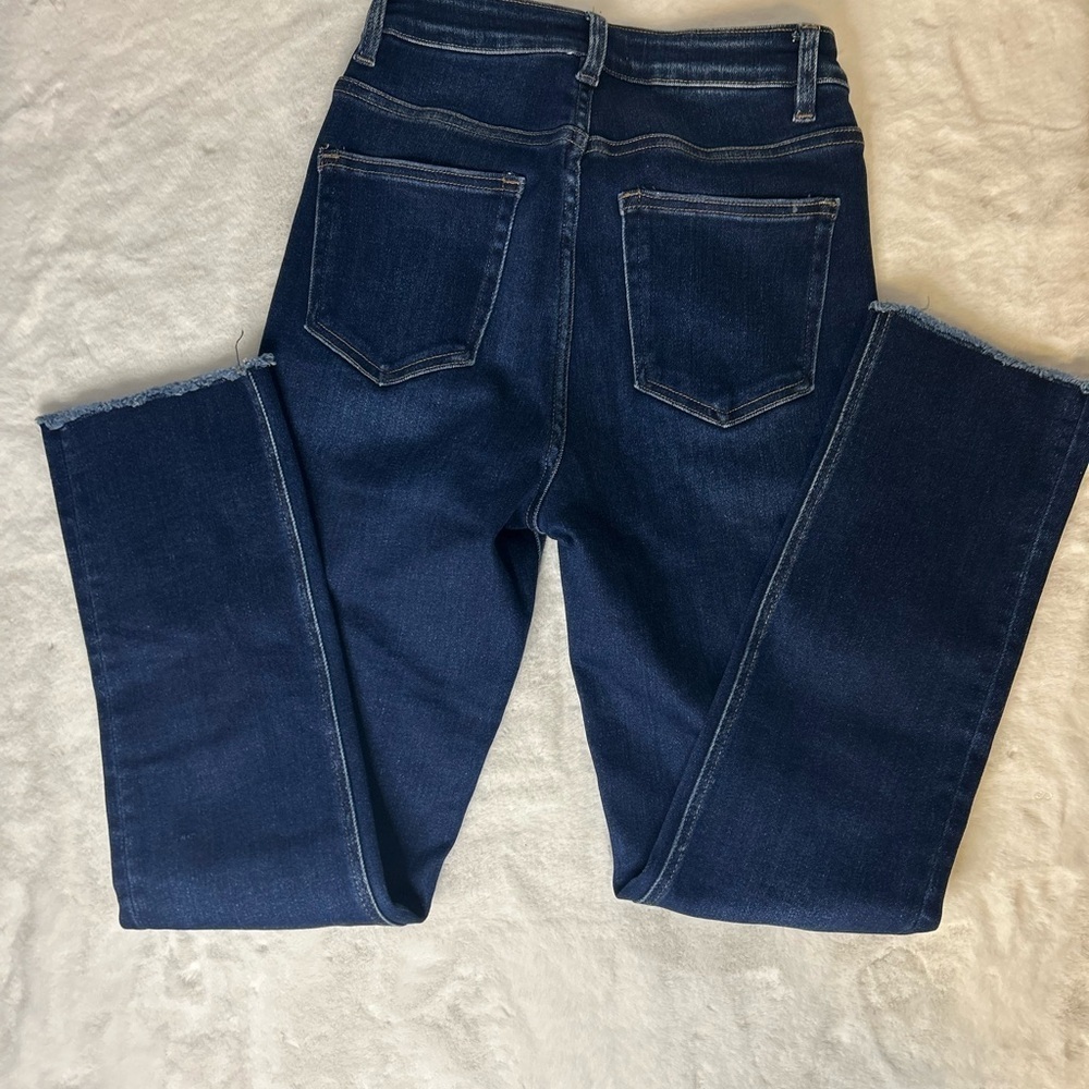 Vervet High Rise Slim Straight Jeans Raw Hem Dark Wash Women’s 25 - Picture 4 of 10